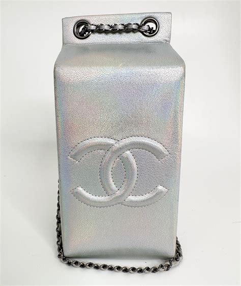 chanel lait de coco bag price|CHANEL Iridescent Silver Lait de Coco Milk Carton Bag .